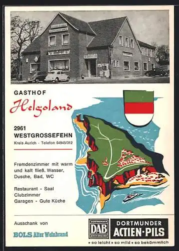 AK Westgrossefehn /Kreis Aurich, Gasthof Helgoland, Darstellung der Insel