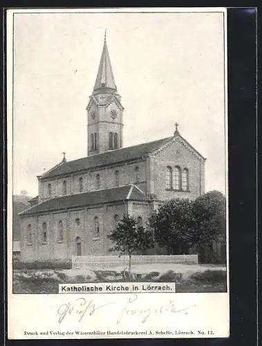AK Lörrach, Blick auf die Katholische Kirche
