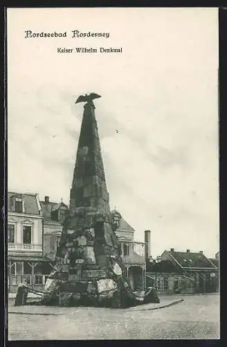 AK Norderney, Kaiser Wilhelm Denkmal, Strassenpartie