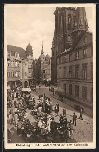 AK Oldenburg / Gr., Wochenmarkt auf dem Kasinoplatz