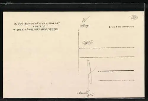 AK Wien, X. Deutsches Sängerbundesfest 1928, Wiener Männergesangs-Verein beim Festzug