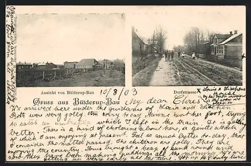 AK Bülderup-Bau, Panorama des Ortes, Dorfstrasse