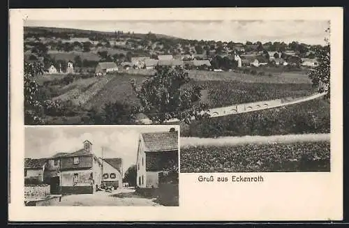AK Eckenroth, Strassenpartie, Gesamtansicht mit Umgebung