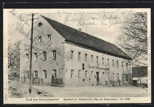 AK Kleinwaltersdorf, Gasthof-Fleischerei M. Angermann