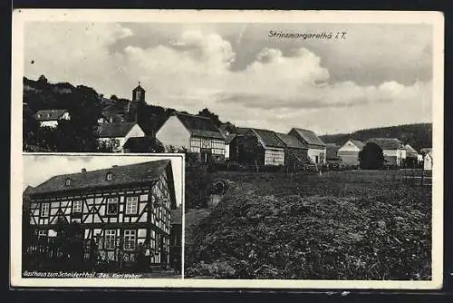 AK Strinz-Margarethä, Gasthaus zum Scheiderthal, Ortspanorama