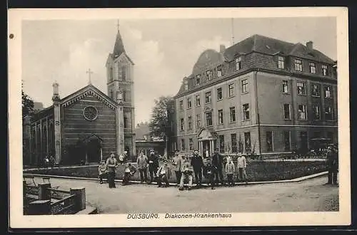 AK Duisburg, Diakonen-Krankenhaus, Hofansicht mit Kirche