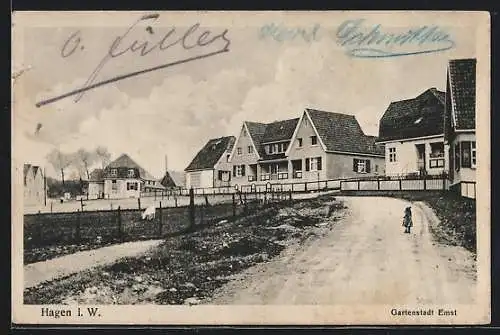 AK Hagen i. W., Gartenstadt Emst, Strassenpartie