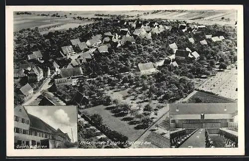AK Holzhausen / Sulz, Gasthaus zum Bären mit Innenansicht, Fliegeraufnahme