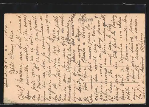 Lithographie Diedenbergen, Schule, Kirche, Totalansicht