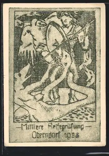 Künstler-AK Oberndorf / Neckar, Mittlere Reifeprüfung 1928