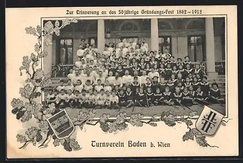AK Baden b. Wien, Zur Erinnerung an das 50 jährige Gründungs-Fest 1862-1912, Turnverein Baden