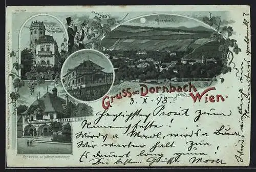 Lithographie Wien, Dornbach, Restaurant u. Kaffee Sängerwarte, Restaurant zur güldenen Waldschnepfe