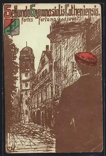 Künstler-AK Cöthen, Sekunda Gymnasialis Cotheniensis, Studentenwappen