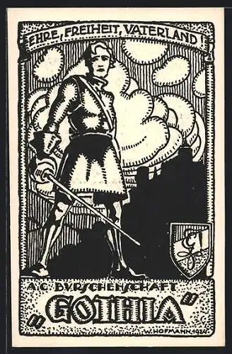 Künstler-AK Salzburg, A. c. Burschenschaft Gothia, Ahre, Freiheit, Vaterland!
