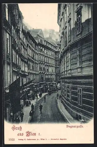 AK Wien, Strassenblick in die Bognergasse