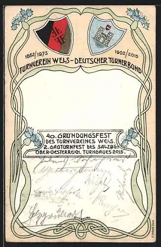 AK Wels, 40. Gründungsfest des Turnvereins 1902, Wappen