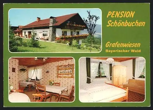 AK Grafenwiesen /Bayer. Wald, Pension Schönbuchen in drei Ansichten