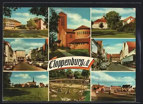 AK Cloppenburg i. O., Acht Ansichten aus der Stadt