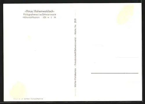 AK Pfalzgrafenweiler /Schwarzwald, Haus Hohenwaldach