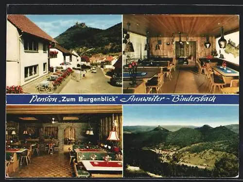 AK Annweiler, Gasthof-Pension zum Burgenblick, Aussenansicht u. Inneres, Inh. Fam. Neumer