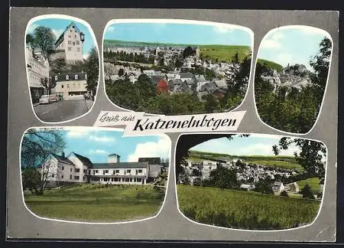 AK Katzenelnbogen, Fünf Ansichten von und aus der Stadt