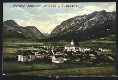 AK Gröbming, Ortsansicht mit Kamm und Stoderzinken