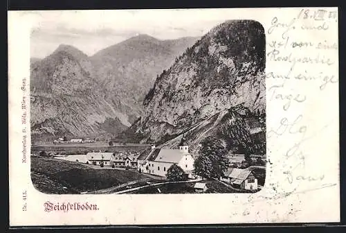 AK Weichselboden, Gesamtansicht von einem Berg aus