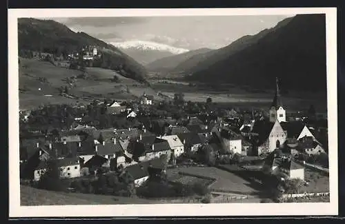 AK Oberwölz, Blick auf das Dorf und ins Tal