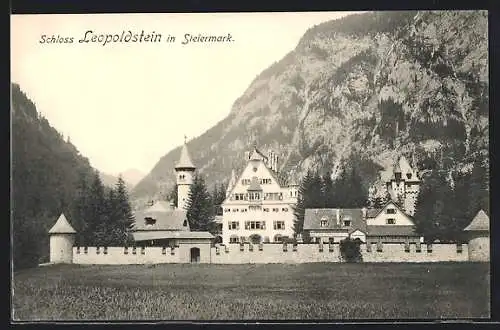 AK Eisenerz, Schloss Leopoldstein mit Bergpanorama