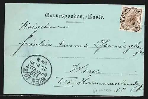 Mondschein-AK Aflenz, Ortsansicht aus der Vogelschau