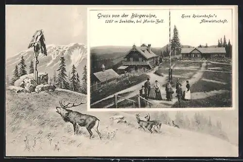 AK Maria-Zell, Bürgeralpe mit Hans Reisenhofer`s Almwirtschaft