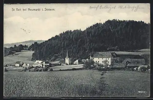 AK St. Veit bei Neumarkt, Ortsansicht aus der Vogelschau