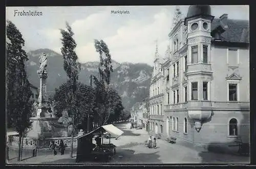 AK Frohnleiten, Marktplatz mit Denkmal