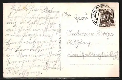 AK Maria Lankowitz, Teilansicht mit Kirche