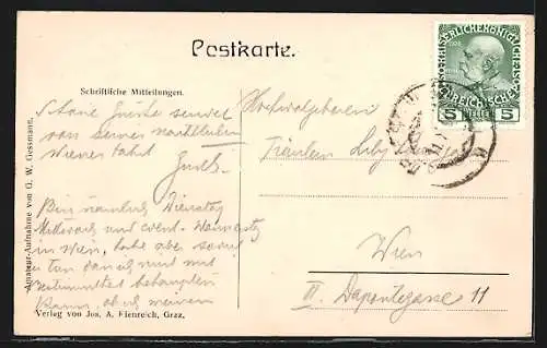 AK Bruck a. d. Mur, Ortspartie am Fluss