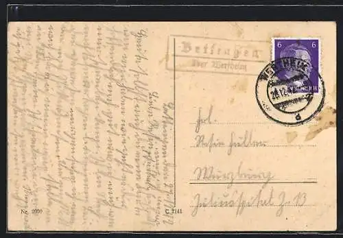 AK Landpoststempel Bettingen über Wertheim