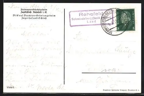 AK Landpoststempel Rehefeld /Schmiedeberg (Bezirk Dresden) Land