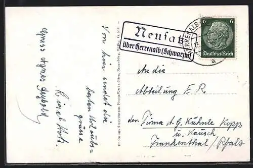 AK Landpoststempel Neusatz über Herrenalb (Schwarzw.)