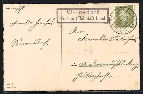 AK Landpoststempel Wernsdorf /Pockau (Flöhatal) Land