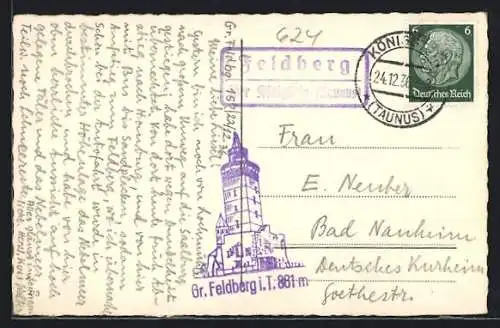 AK Landpoststempel Feldberg über Königstein (Taunus)