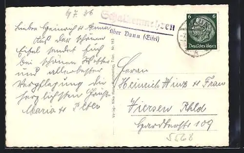 AK Landpoststempel Schalkenmehren über Daun (Eifel)