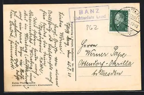 AK Landpoststempel Banz /Lichtenfels Land