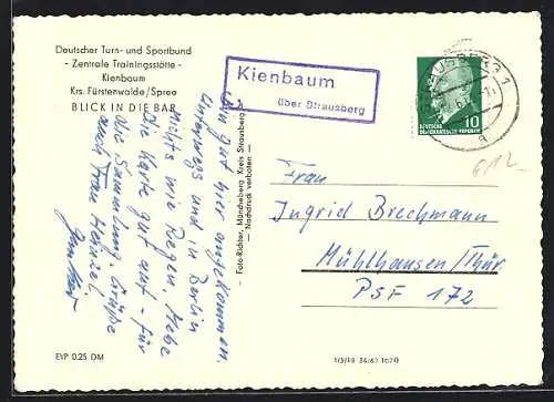 AK Landpoststempel Kienbaum über Strausberg