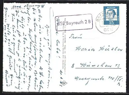 AK Landpoststempel 858 Bayreuth 2B