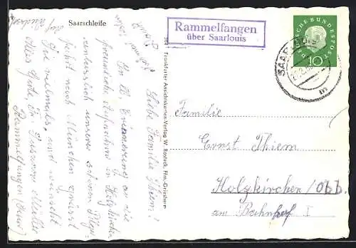 AK Landpoststempel Rammelfangen über Saarlouis