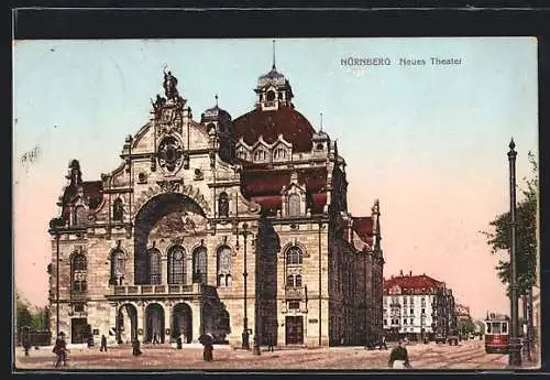 AK Nürnberg, Neues Theater mit Strassenbahn