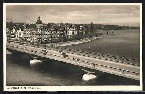 AK Konstanz a. B., Rheinbrücke aus der Vogelschau