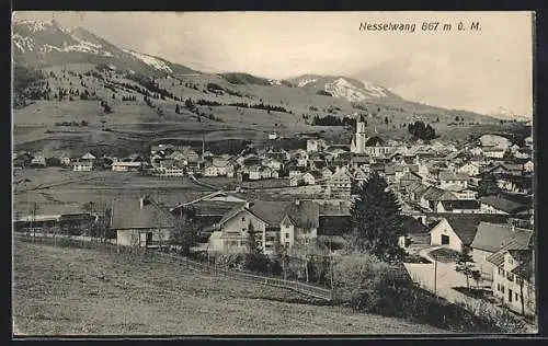 AK Nesselwang, Ortsansicht aus der Vogelschau