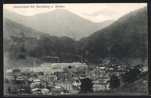 AK Immenstadt, Ortsansicht mit Steineberg und Stuiben