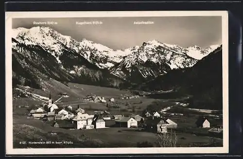 AK Hinterstein /bayr. Allgäu, Ortsansicht mit Gebirgskette